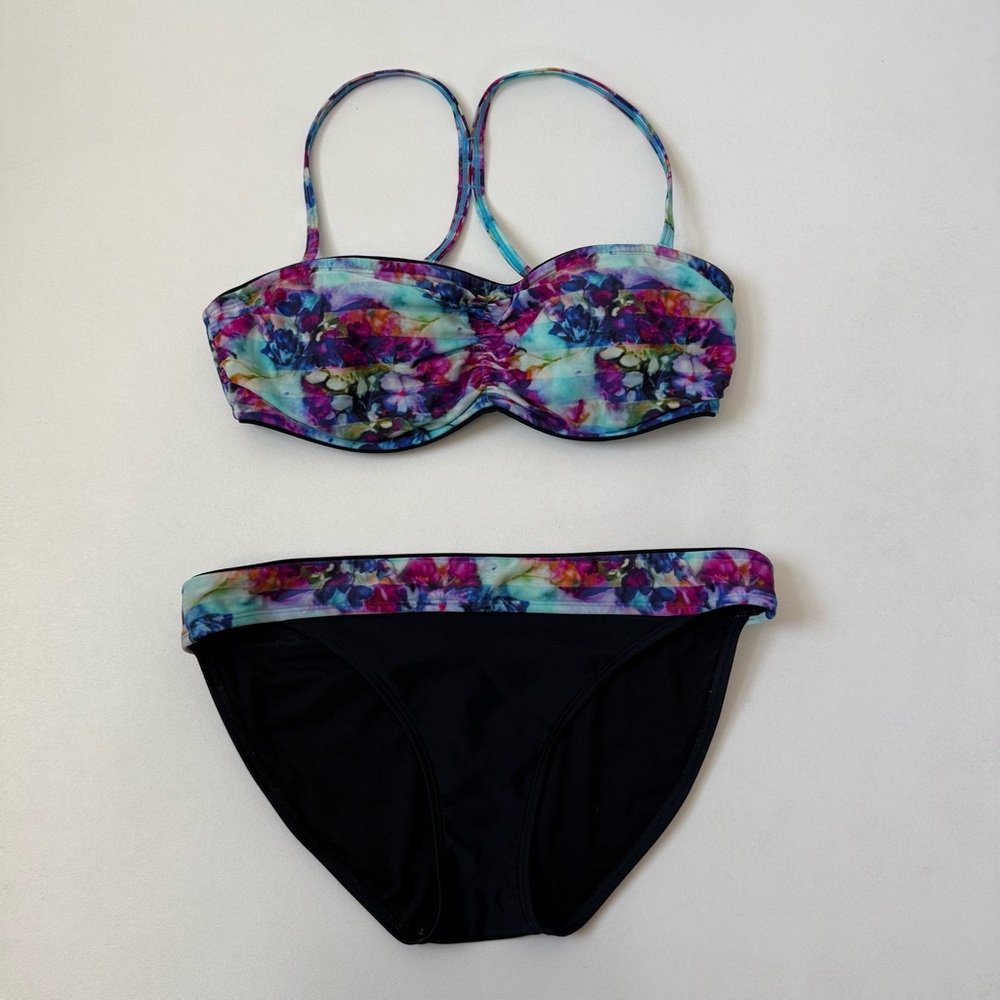 Athleta Two Piece Bikini Set Women’s Size 36 B/C Medium Floral Watercolor